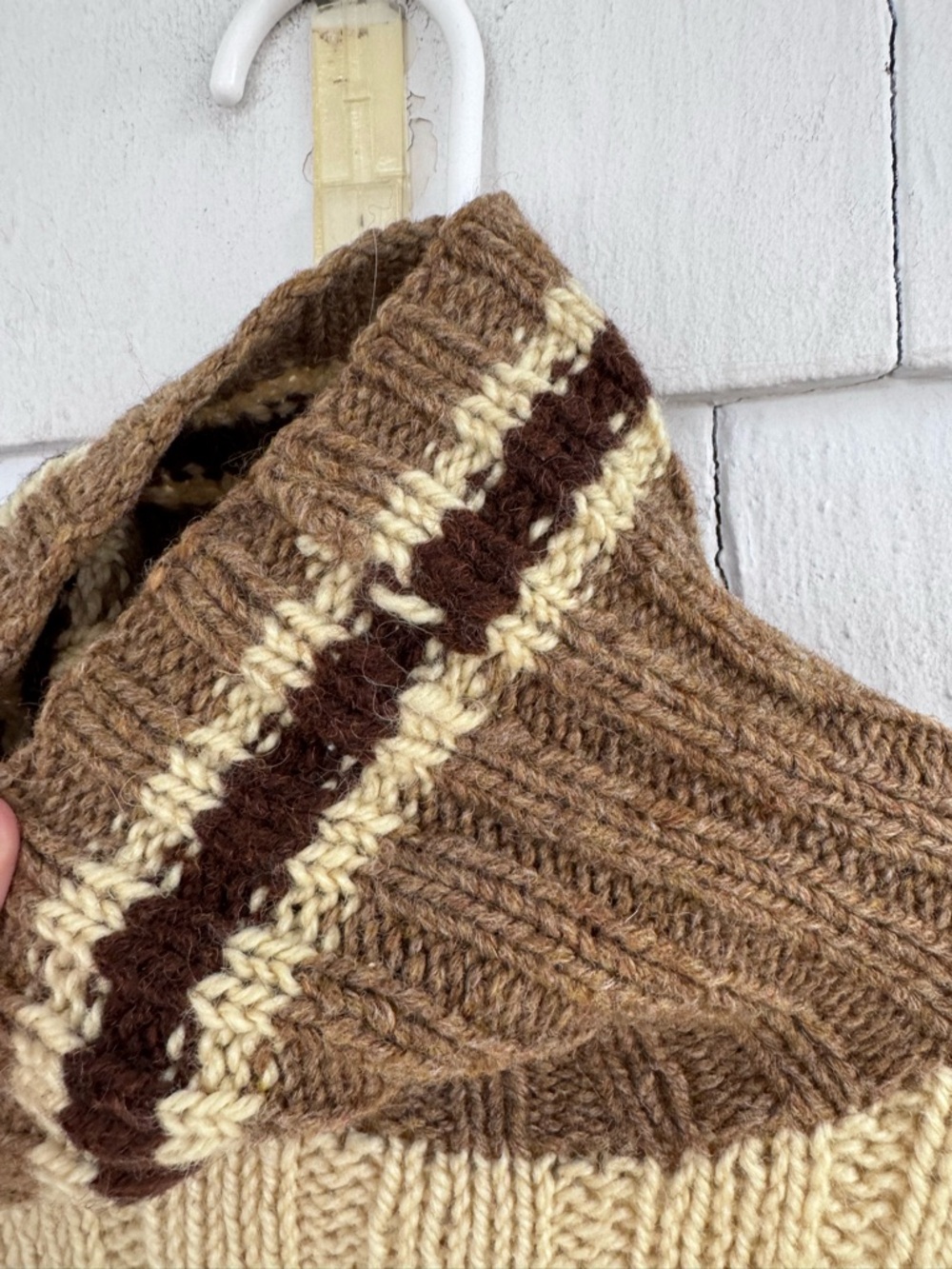 Vintage Ralph Lauren Polo Country Hand Knit Turtleneck Sweater Tan size Large - Picture 3 of 6